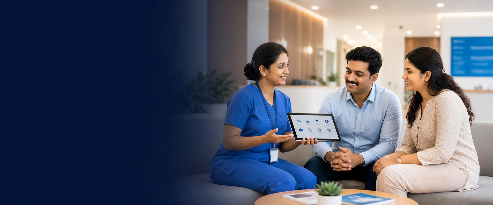 An Apaxis Hospitals care professional helping patients understand the right medical speciality