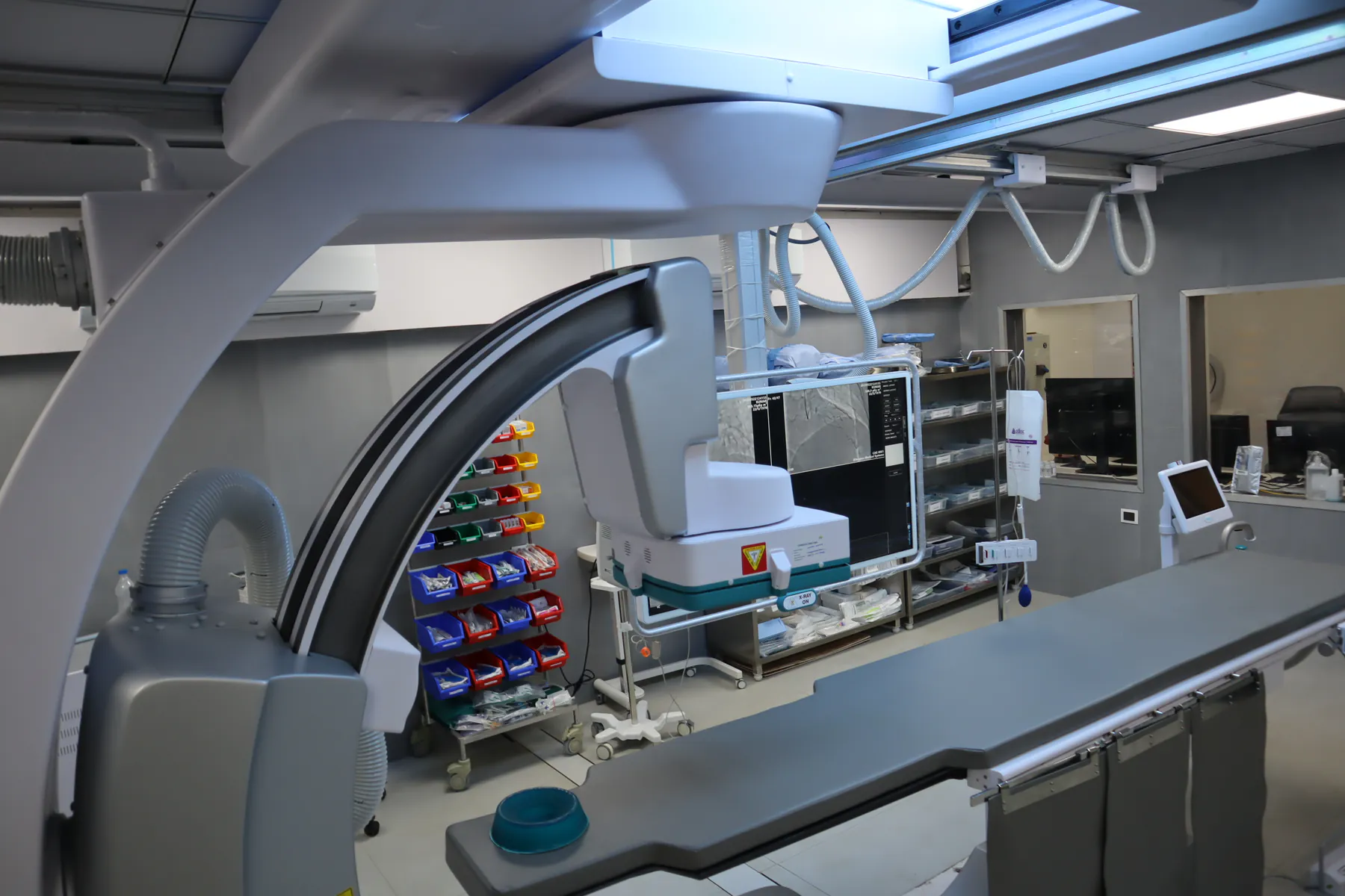 C-arm cardiac imaging equipment inside the Apaxis Hospitals Cath Lab