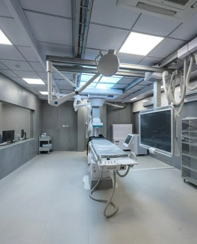 Controlled-access corridor leading to the Apaxis Hospitals Cath Lab facility