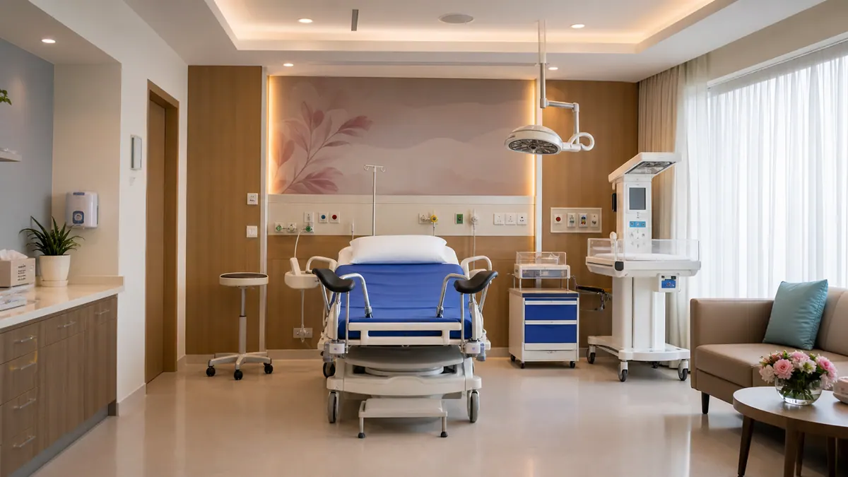 Modern hospital labour and delivery room